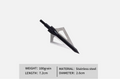 3-blade broadhead arrowhead by ukarrowheads, 100 grain steel tip with sharp blades for hunting or archery purposes.
