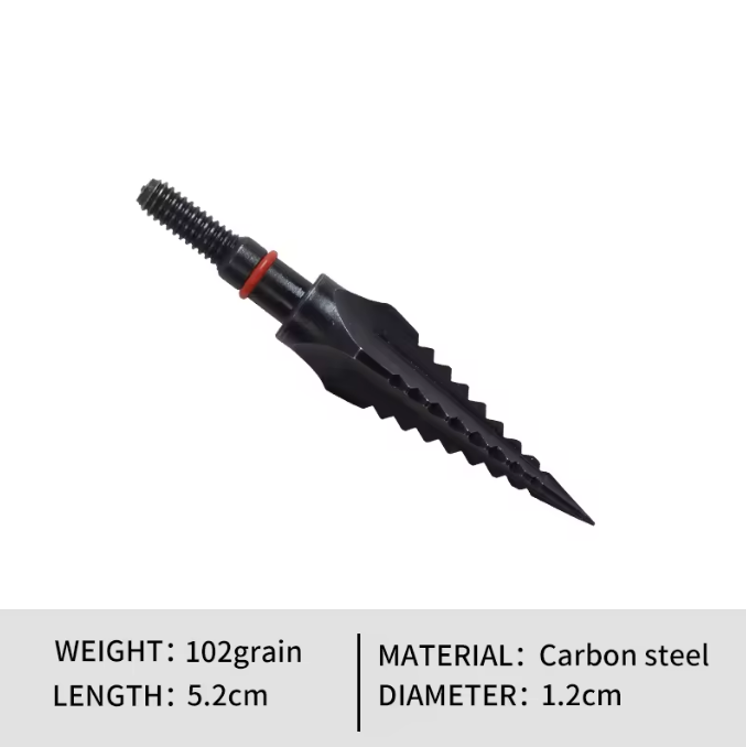 Ukarrowheads 102 Grain Serrated Spike Arrowhead, sharpened stone arrowhead with serrated edges for hunting or display.