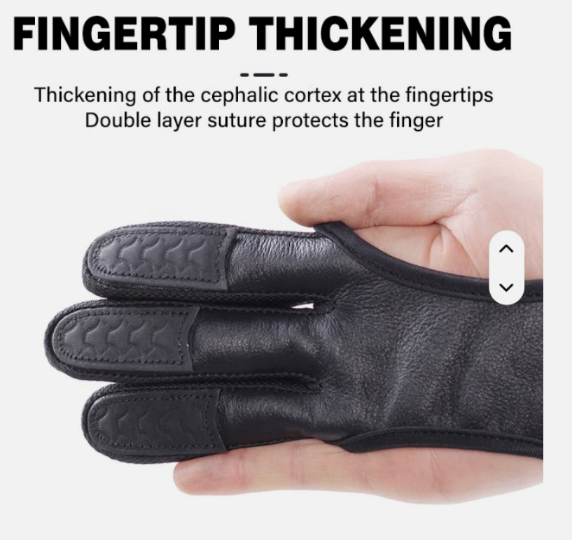 Deerskin Leather 3 Finger Archery Glove | Hand Guard for Recurve Bow Shooting | UK
